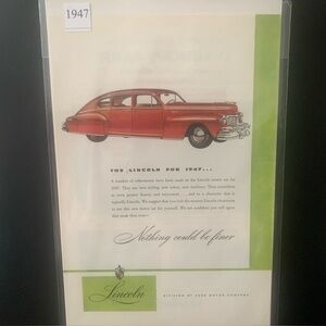 Vintage 1947 Lincoln Nothing Could Be Finer Ad Advertisement